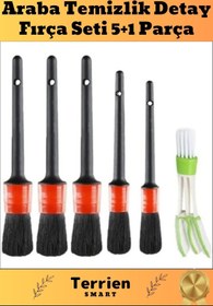 Resim Terrien Smart Seri Özel Üretim Araba Temizlik Detay Fırçası 5+1 Set Uzun Kıllı Farklı Alanlarda Kullanım 