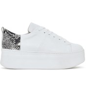 Resim Derimod Kadın Beyaz Kalın Tabanlı Bağcıklı Deri Sneaker 24SFD371118 