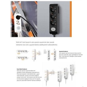 Resim Viko 4'lü Dörtlü Priz Topraklı Kablolu Siyah 3 Üç Metre 