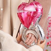 Resim Aşk Elmas Yüzük Pembe Alüminyum Folyo Balon, Kendiliğinden Yapışan, Elektrik Gerektirmez, Düğün, Nişan, Sevgililer Günü, Doğum Günü, Yıldönümü Partisi Süslemeleri için Mükemmel 