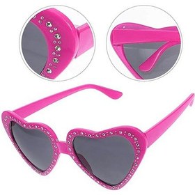 Resim Kalp Şekilli Taşlı Parti Gözlüğü Pembe Renk 6x16 Cm 001 