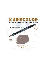 Resim Zig Kurecolor Fine & Brush For Manga Çizim Kalemi W.8 Warm Gray 