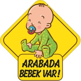 Resim EC Shop Obibaskı Arabada Bebek Var Araba Stickeri 15X15CM 