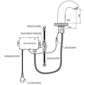 Resim Gpd 105 Krom Çift Su Girişli Fotoselli Lavabo Bataryası 