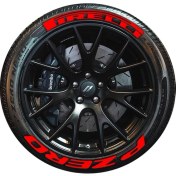 Resim P Zero Lastik Yazısı 4Lastik İçin Set Tüm Lastik Yanaklarına Uyumlu 31MM Araç Lastik Stickeri Kırmızı 