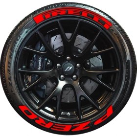 Resim P Zero Lastik Yazısı 4Lastik İçin Set Tüm Lastik Yanaklarına Uyumlu 31MM Araç Lastik Stickeri Kırmızı 