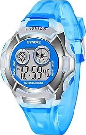 Resim 9034 Çocuklar Şık Spor İzle Çok Fonksiyonlu Dijital Kol Saati LED Işıklı/Alarm/Yaşam Su Geçirmez/Krono/Saatlik Zil/Hafta ve Tarih Ekranı Çocuk Erkek Kız için Elektronik Saat 
