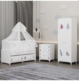 Resim Elegant Yıldız 2 Bebek Odası Takımı Yatak Uykuseti - Denizci Beyaz 