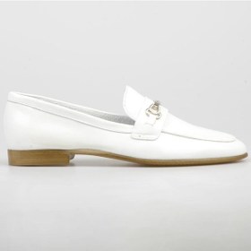 Resim Toka Detaylı Loafer Kadın Ayakkabı Beyaz Deri 