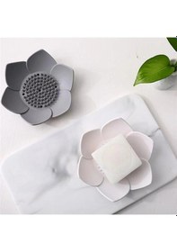 Resim 2 Adet Lotus Desenli Sabun Ve Sünger Tutacağı Silikon Beyaz Su Giderli Lotus Şekilli Sabunluk Diğer 