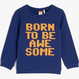 Resim Erkek Bebek Pamuklu Baskılı Bisiklet Yaka Sweatshirt 