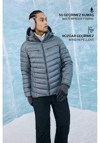 Resim Defacto Su İtici Regular Fit Kapüşonlu Fermuarlı Rüzgar Geçirmez Kayak Montu F5351ax25wngr452 Gri-gr452 