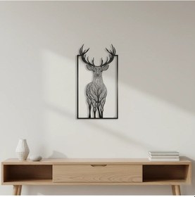 Resim Geometrik Geyik Başı Metal Duvar Tablosu 