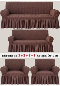 Resim StarMall Bürümcük Koltuk Örtüsü, Berjer, Çekyat Kılıfı 3211 Takım Kahve 