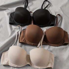 Resim 3 adet Basit Düz T-Shirt Sütyen, Rahat ve Nefes Alabilen Push Up Sütyen, Kadın İç Çamaşırı ve İç Giyim 
