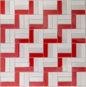Resim maycollection Kırmızı Beyaz Gümüş Simli 4 Mm Kristal Cam Mozaik (1 M2) 1 Kutu = 1 M2 Fiyatıdır 