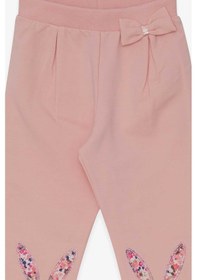 Resim Breeze Kız Bebek Tayt Pantolon Tavşan Nakışlı 9 Ay-3 Yaş, Pudra 