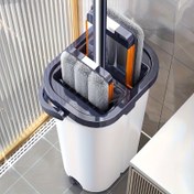 Resim Komple Mop ve Kova Temizleme Seti, Yerden Tasarruf Sağlayan Sıkıcı, Kolay Tutma Sapı, Drenaj Cihazı, Alüminyum Plakalı Mop, Oturma Odası, Banyo, Mutfak, Zemin, Duvar, Cam Temizliği İçin Uygun, 2 Mop Pedli İçerir, Noel 