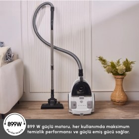 Resim Karaca Vantuz Action Force X10 2 Lt Toz Torbasız Hazneli Elektrikli Süpürge White 899 W 