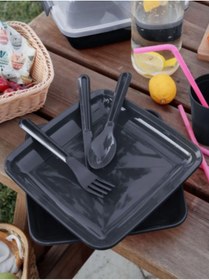 Resim Parmeva 32 Parça Kutulu Plastik Piknik Seti Taşınabilir Piknik Takımı 