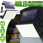 Resim 400 LED Güneş Hareket Sensörlü Işıklar Dış Mekan, Uzaktan Kumanda, Bireysel Paneller, 5.0 Metre Kablo, Şafakdan Işık, Güvenli Güneş Sel Işıkları Dış Mekan Veranda Bahçe Shed Duvar Noel Hediyeleri Erkek Arkadaş Hediyeleri Babalar Günü 