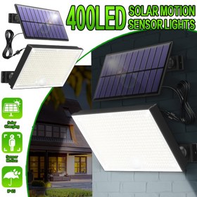 Resim 400 LED Güneş Hareket Sensörlü Işıklar Dış Mekan, Uzaktan Kumanda, Bireysel Paneller, 5.0 Metre Kablo, Şafakdan Işık, Güvenli Güneş Sel Işıkları Dış Mekan Veranda Bahçe Shed Duvar Noel Hediyeleri Erkek Arkadaş Hediyeleri Babalar Günü 