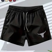 Resim Erkekler için Nefes Alabilir Plaj Şortları Cepli - Şık Boğa Baş Baskılı, Hafif İpli Yüzme & Spor Şortları, Polyester/Spandex Karışımı, Plaj, Havuz ve Dış Mekan Aktiviteleri için Yazlık Günlük Giyim, Spor Şortları | Spor Plaj Şortları | Nefes Alabilen Malzeme 