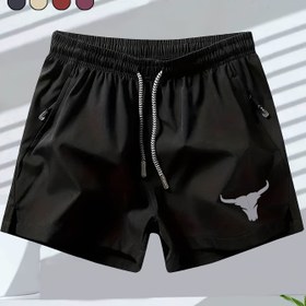Resim Erkekler için Nefes Alabilir Plaj Şortları Cepli - Şık Boğa Baş Baskılı, Hafif İpli Yüzme & Spor Şortları, Polyester/Spandex Karışımı, Plaj, Havuz ve Dış Mekan Aktiviteleri için Yazlık Günlük Giyim, Spor Şortları | Spor Plaj Şortları | Nefes Alabilen Malzeme 
