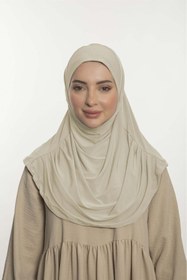 Resim Loggia Pratik Hijab Sandy Şal - Hazır Türban Tesettür Eşarp Namazlık Namaz Örtüsü-Krem 