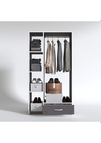 Resim Kenzlife giysi dolabı mengühan 175*90*40 gri gardırop 1 çekmeceli 