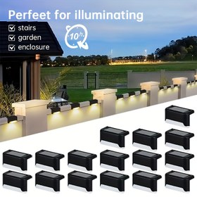 Resim 16 Parça Güneş Enerjili LED Dış Mekan Aydınlatma, Balkon Teras Merdiven Çit Bahçe Villa Yolu İçin Uygun 
