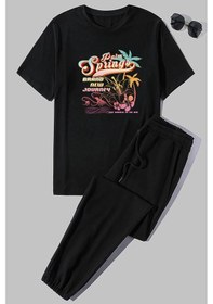 Resim Uyguntarz Unisex Baskılı 2'li Eşofman Takımı Siyah 
