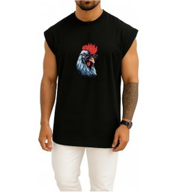 Resim Bahriyeli Collection Oversize Gözlüklü Havalı Roaster Göğüs Baskılı Atlet Siyah 