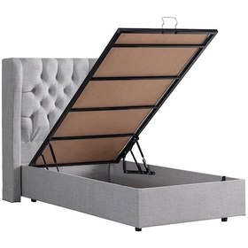 Resim Setaymobilya Baza, Riga Tek Kişilik Baza + Başlık Seti, Açık Gri 