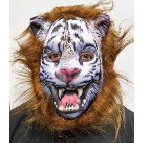 Resim Kahverengi Saçlı Dişli Kurt Maskesi Mega Peluş 12 No 