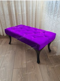 Resim Kapitoneli Ayak Ucu Kapı Önü Antre Bench Puf Siyah Ayak 120 45 Lila 