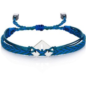 Resim “Ram’s Horn” Silver Cord Bracelet - Green Blue / Slip-knot / Men 
