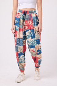Resim Superbluemexico Kadın Sokak Tarzı Baskılı Bürümcük Spor Şalvar Pantolon 