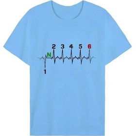 Resim Kuclut Erkek Motosiklet Vites 1n23456 Kalp Atışı Ekg Baskılı Kısa Kollu T-shirtgreen Green 