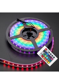 Resim Rgb Şerit 5 Metre 16 Renkli Kumandalı Adaptörlü Çift Taraflı Bant Açık Gri 