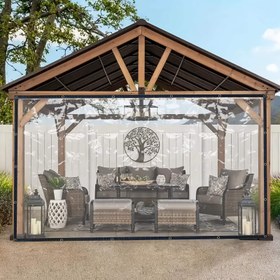 Resim Şeffaf PVC Rüzgar Geçirmez Perdeler - Modern Şeffaf, Halkalı ve İpli - Temizlemesi Kolay, Çoklu Parçalar Dahil Teras, Balkon, Kamp, Havuz, Kümes ve Evcil Hayvan Alanları İçin 