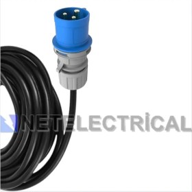 Resim Cee Norm Seyyar Uzatma Kablosu 5 Metre | 3X16A Uzatma Priz + 3X16A Düz Fişli | Siyah Kalın Kablo 