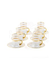 Resim Bardak Çay Bardağı Çay Seti Çay Takımı Lux Baklava Kulplu Çay Seti Bel Yaldız Altın 