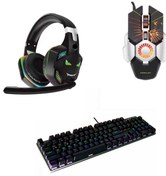 Resim VOOKA Trol Simug Profesyonel Gaming Set 3in1 Profesyonel Mavi Switch Mekanik Klavye+mouse+kulaklık Pro Set 