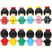 Resim 6 adet Japon Miniatur Kimono Kız Heykelleri - Canlı PVC Bonsai Figürleri, Renkli Koleksiyonluk Dekor, Çoklu Oda Gösterimi İçin Güç Gerektirmez, Peri Bahçeleri ve Ev Dekoru İçin Mükemmel, Miniatur 