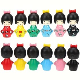 Resim 6 adet Japon Miniatur Kimono Kız Heykelleri - Canlı PVC Bonsai Figürleri, Renkli Koleksiyonluk Dekor, Çoklu Oda Gösterimi İçin Güç Gerektirmez, Peri Bahçeleri ve Ev Dekoru İçin Mükemmel, Miniatur 