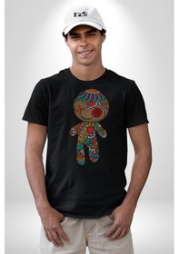 Resim Voofoo Bebeği Doll Doldurulmuş Bebek Unisex Unisex Siyah Organik Baskılı T-shirt Penye Yüksek Kalite Siyah 