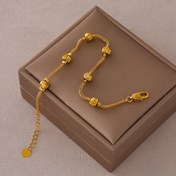 Resim 1 adet Şık 24K Altın Kaplama Bakır Zincir Bilezik Charm Boncuklarla - Klasik Orta Doğu Tarzı, Günlük Kullanım & Partiler İçin İdeal, Anneler Günü İçin Mükemmel Hediye 