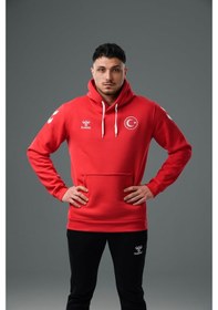 Resim Hummel Armin Milli Takım Pamuklu Hoodie Kırmızı 