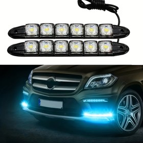 Resim Aracınız için 2 adet Evrensel Araba Led GND Gündüz Sürüş Lambası Esnek 6SMD Beyaz Buz Mavisi Sürüş Ampulü Araba Tasarımı DC 12V 